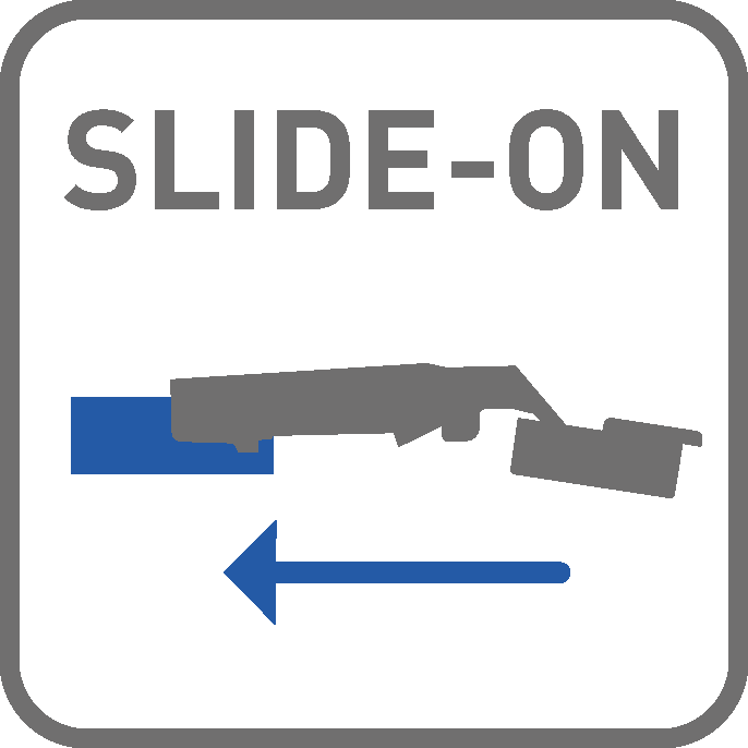 Sposób połączenia ramienia z prowadnikiem: slide-on